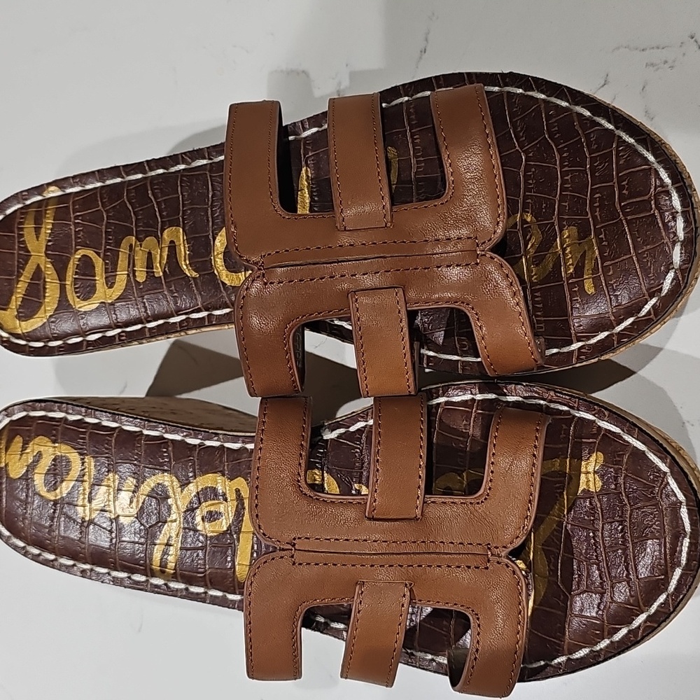 Sam Edelman Brown Leather Slide Wedges